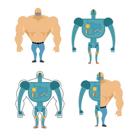 集电子人机器人人类身体铁金属骨架男人人类