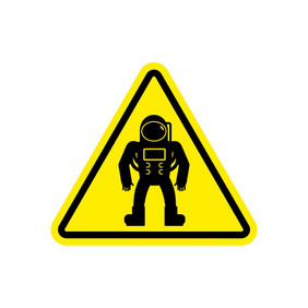 宇航员警告标志的宇航员危害注意象征危