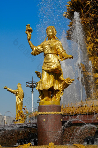 喷泉友谊国人民的展览CenterSculpture乌克兰喷泉友谊国人民VDNHVVC莫斯科