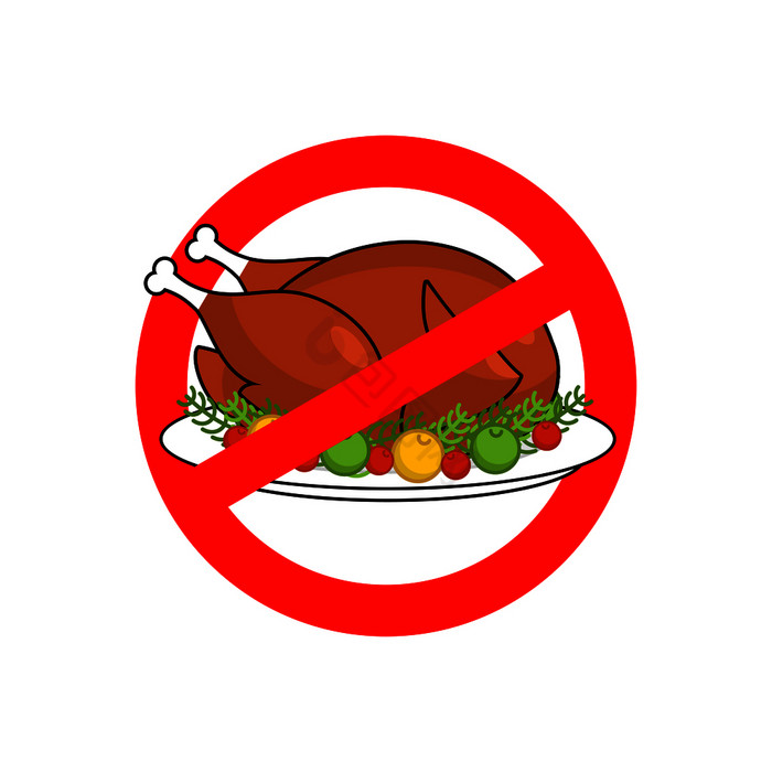 停止烤火鸡禁止炸食物的禁止标志鸡禁止胆固