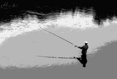 水平黑色的和白色渔夫illustraction