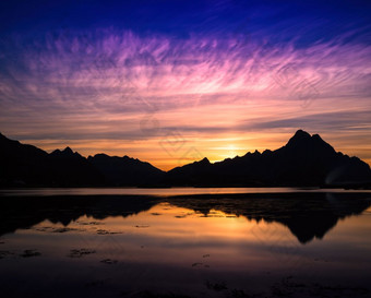 水平生动的充满活力的挪威峡湾海洋山景观背景背景水平生动的充满活力的挪威峡湾海洋山景观