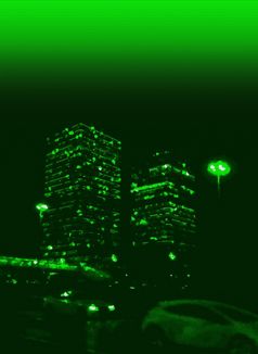 垂直绿色交错晚上摩天大楼摘要背景