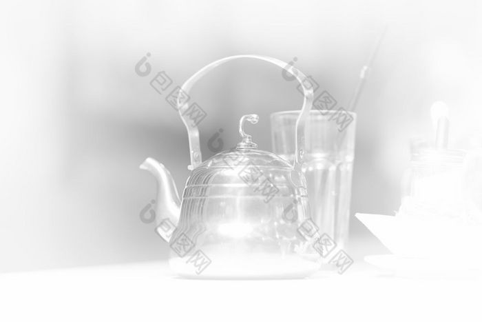 黑色的和白色咖啡馆茶壶装饰图案背景黑色的和白色咖啡馆茶壶装饰图案背景