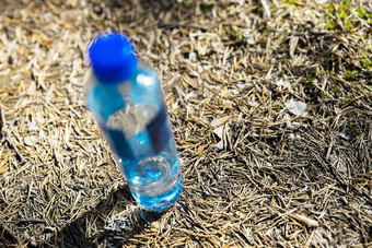 瓶喝水挪威森林散景背景瓶喝水挪威森林散景背景