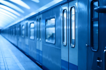 蓝色的莫斯科地铁火车背景蓝色的莫斯科地铁火车背景