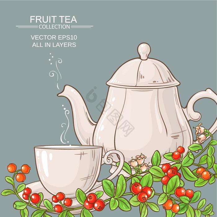 杯蔓越莓茶和茶壶杯蔓越莓茶和茶壶颜色图片