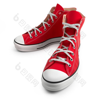 红色的运动鞋孤立的白色背景运动鞋