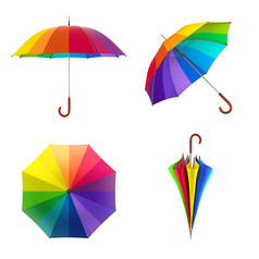 色彩斑斓的彩虹伞孤立的白色背景插图色彩斑斓的彩虹伞孤立的白色背景插图