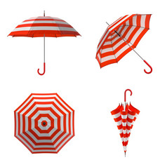 夏天海滩红色的伞孤立的白色背景插图夏天海滩红色的伞孤立的白色背景插图