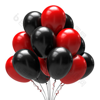 <strong>黑色</strong>的和红色的<strong>气球</strong>与丝带孤立的白色背景插图<strong>气球</strong>