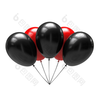 <strong>黑色</strong>的和红色的<strong>气球</strong>孤立的白色背景插图<strong>气球</strong>