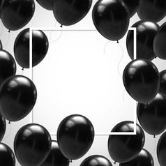 黑色的气球与丝带孤立的白色背景插图气球