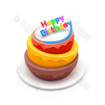生日蛋糕孤立的白色背景插图生日蛋糕