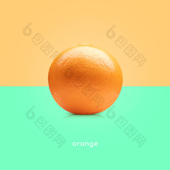 橙色水果孤立的橙色薄荷背景橙色水果