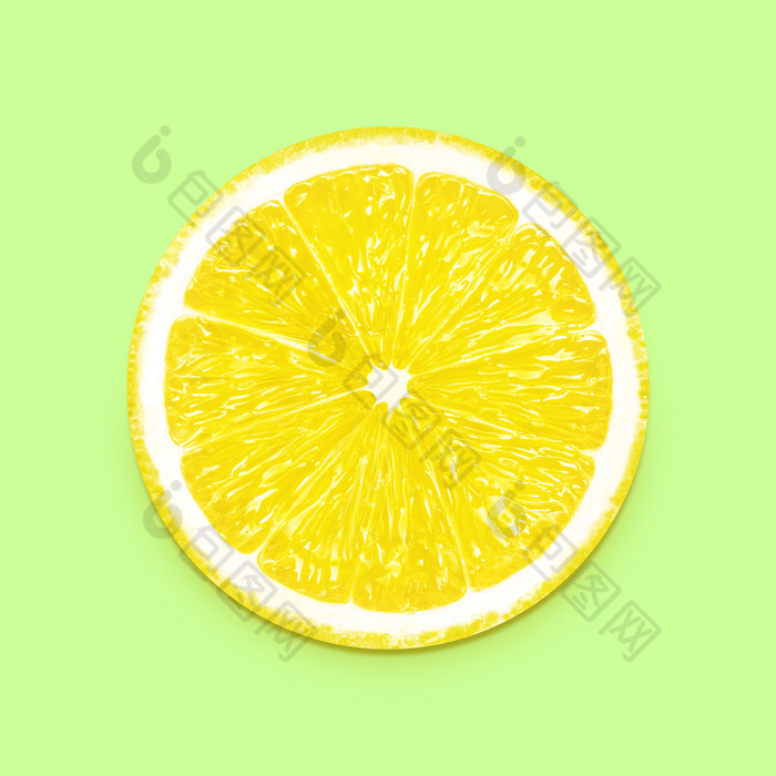 柠檬片水果孤立的绿色背景柠檬片水果