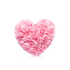 心粉红色的玫瑰情人节爱孤立的白色背景心玫瑰