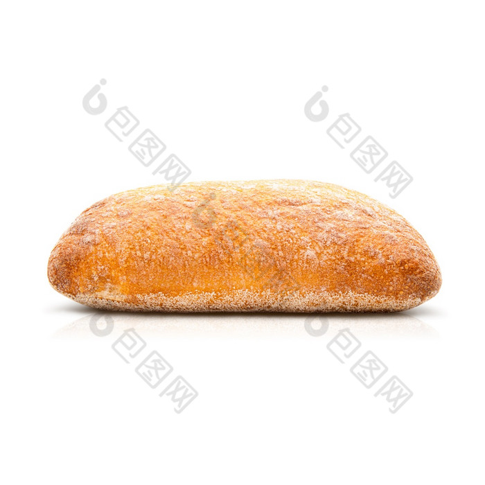 ciabatta传统的意大利面包孤立的白色背景一边视图ciabatta传统的意大利面包