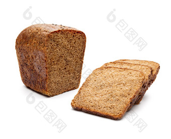 黑麦烤<strong>面包切片孤立</strong>的白色背景前视图黑麦烤<strong>面包切片</strong>
