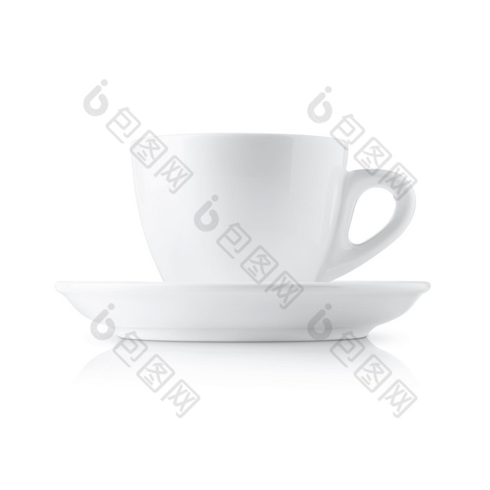 白色咖啡杯与飞碟孤立的白色背景白色咖啡杯与飞碟白色背景