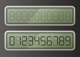 集复古的数字电子数字绿色显示集复古的数字电子数字光滑的显示