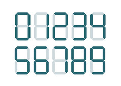 集蓝色的复古的数字时钟电子数字孤立的白色集蓝色的复古的数字时钟电子数字白色