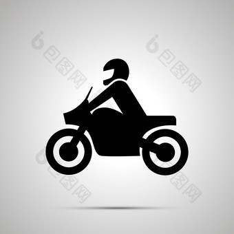 骑摩托车的人现代简单的黑色的图标与影子骑摩托车的人简单的黑色的图标