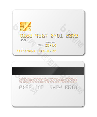 白色空白信贷卡模型孤立的白色白色空白信贷卡模型白色