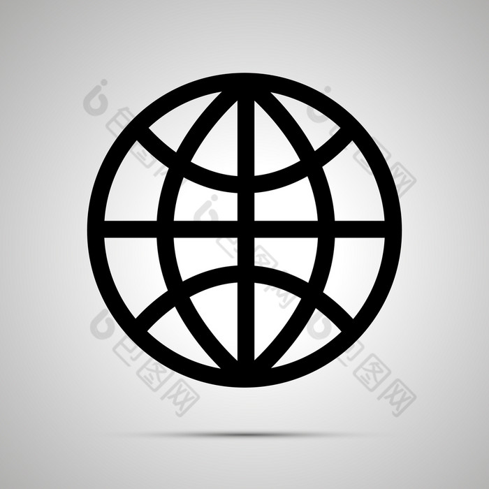 世界全球简单的黑色的图标与影子世界全球简单的黑色的图标