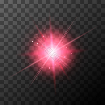 明星破裂与红色的闪光透明的背景阳光明媚的发光照明效果阳光明媚的红色的发光照明效果