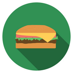平设计向量汉堡图标与长影子孤立的平设计向量汉堡图标与长影子孤立的