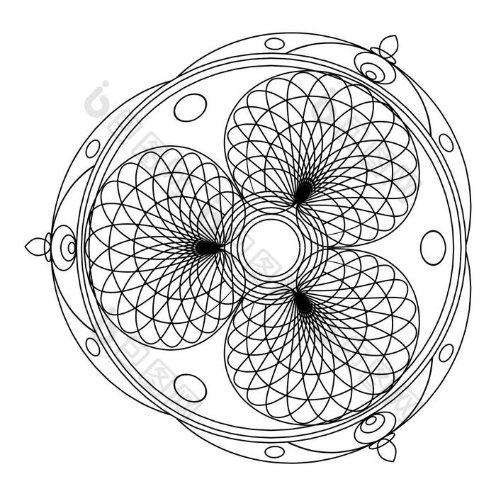 比尔达拉斯为着色书装饰黑色的和白色轮大纲点缀不寻常的花形状东方和抗应激治疗模式比尔达拉斯为着色书装饰黑色的和白色轮大纲点缀不寻常的花形状东方和抗应激治疗模式瑜伽标志设计元素