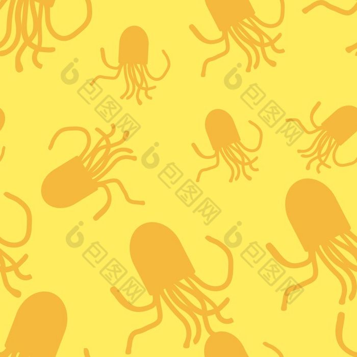 章鱼模式黄色的和黄金章鱼无缝的模式为织物化妆品背景包装设计黄色的和黄金