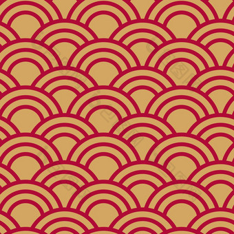 无缝的波日本模式传统的日本无缝的波模式红色的和黄金好为纺织封<strong>面包</strong>