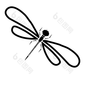蜻蜓轮廓卡通图形插图豆娘孤立的与黑色的和白色翅膀草图<strong>昆虫</strong>蜻蜓轮廓卡通图形插图豆娘孤立的与黑色的和白色翅膀草图<strong>昆虫</strong>蜻蜓