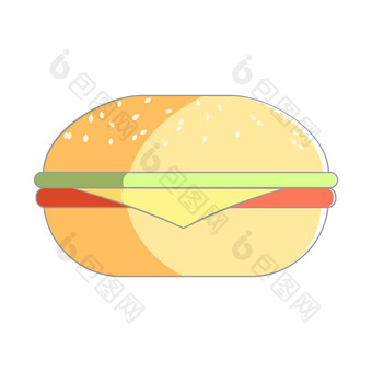 平孤立的<strong>美食</strong>汉堡插图食物芝士汉堡鸡汉堡图标色彩斑斓的汉堡孤立的从白色背景平孤立的<strong>美食</strong>汉堡插图食物芝士汉堡鸡汉堡图标色彩斑斓的汉堡孤立的从背景