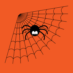 黑色的和橙色卡通孤立的蜘蛛网络与有趣的蜘蛛简单的图像与蜘蛛网为万圣节黑色的和橙色卡通孤立的蜘蛛网络与有趣的蜘蛛简单的图像与蜘蛛网为万圣节聚会，派对