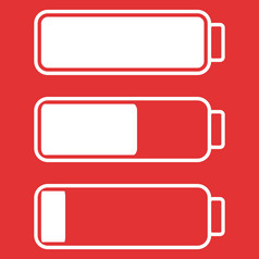 智能手机细胞电话低电池图标低能源象征平插图智能手机细胞电话低电池图标低能源象征平插图红色的和白色