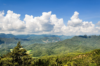 景观山范围从高角视图的观点美在香港儿子省泰国