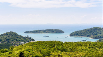 美丽的景观高角视图安达曼海和湾KOH塔保我们普吉岛岛从考卡德的观点著名的景点泰国<strong>宽屏</strong>幕