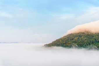 美丽的自然景观雾的谷和的绿色山的高角的观点著名的旅游景点考县呵呵区碧差汶省泰国雾的谷考县呵呵