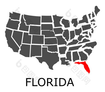 接壤地理地图美国与状态佛罗里达标志着与红色的颜色