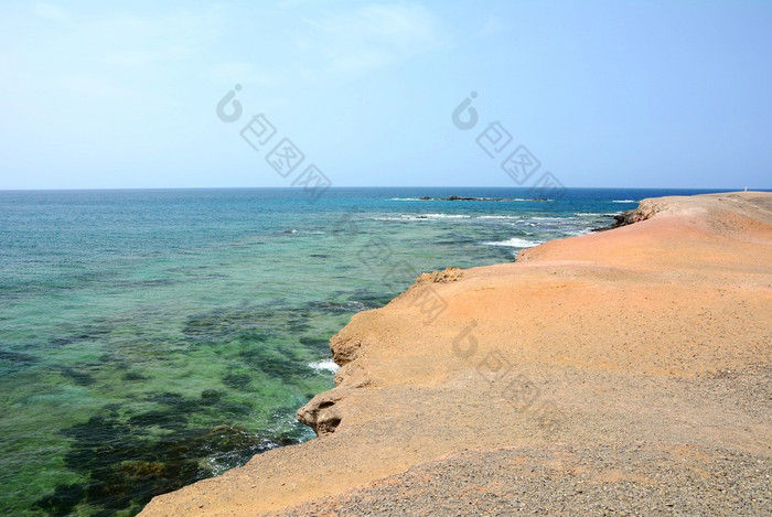 美丽的视图大西洋海洋风景从的高峰婷婷的南西部分的Fuerteventura岛