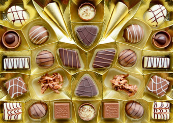 选择细牛奶和黑暗巧克力比利时果仁糖前视图完整的框架背景