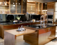 模糊图像现代厨房房间室内厨房背景