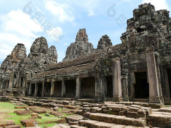 古老的巴戎寺庙吴哥汤姆的大多数受欢迎的旅游吸引力siem收获柬埔寨