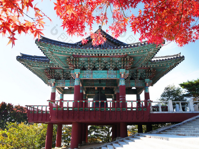 贝尔展馆附近的入口seokguram石窟庆州南韩国的石窟在一起与布谷寺寺庙联合国教科文组织世界遗产网站