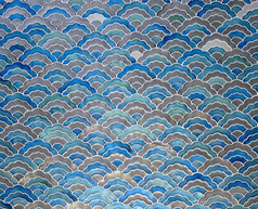 蓝色的陶瓷瓷砖马赛克无缝的波模式纹理背景摘要波模式背景