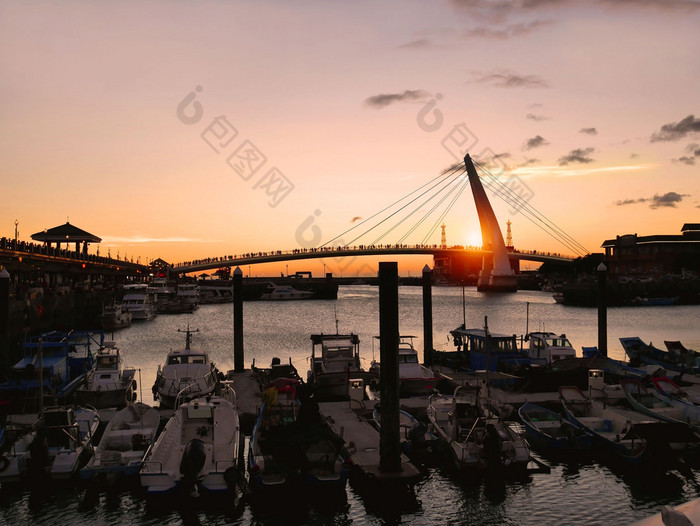 日落情人桥tamsui渔夫码头台北台湾