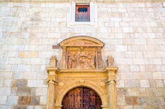 建筑细节的colegio最大三伊尔德丰索Alcala赫纳雷斯省马德里西班牙成立的起源的大学Alcala一个的大多数重要的作品的西班牙语文艺复兴时期的